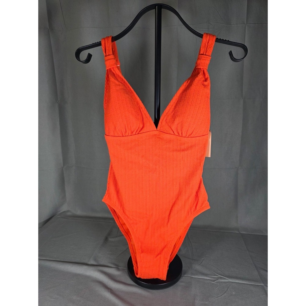 Shade & Shore 1-Piece Orange Swimsuit NWT size small (4-6) Adjust Straps w/ Pads